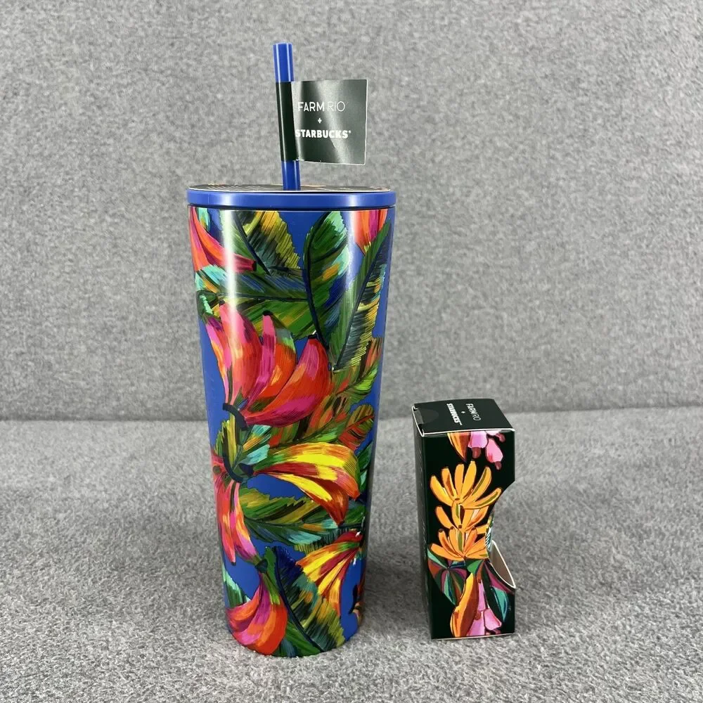 Starbucks Limited Edition Farm Rio Blue Banana Collection Tumbler Key Chain 24oz
